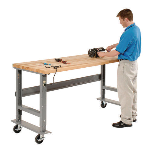 Global Industrial Light Duty Butcher Block Top Adjustable Height Workbench 800 Lbs 72x30x36 To 43 Gray