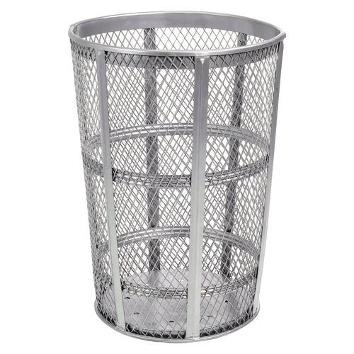 Global Industrial Steel Mesh Corrosion Resistant Trash Can 48 Gal Silver