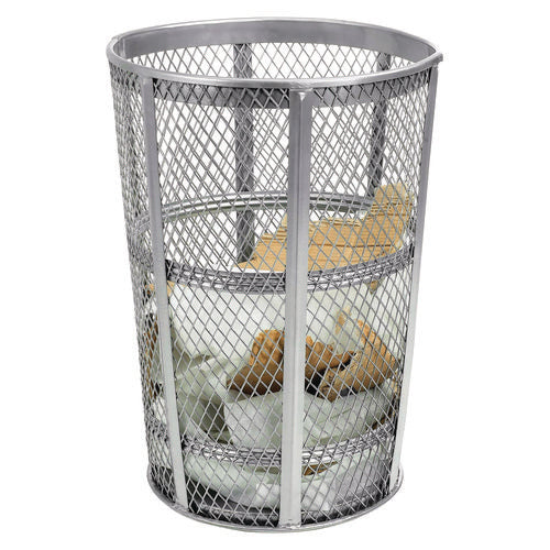 Global Industrial Steel Mesh Corrosion Resistant Trash Can 48 Gal Silver