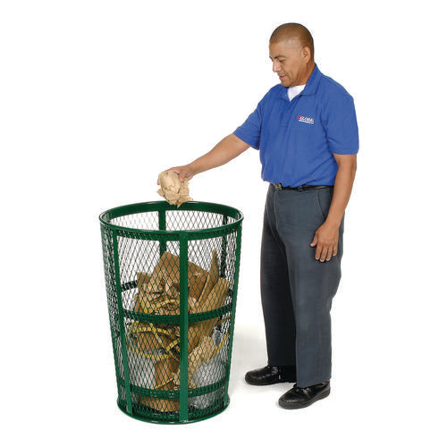 Global Industrial Steel Mesh Corrosion Resistant Trash Can 48 Gal Green
