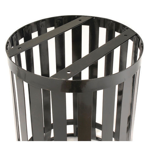 Global Industrial Outdoor Slatted Steel Trash Can 36 Gal Black