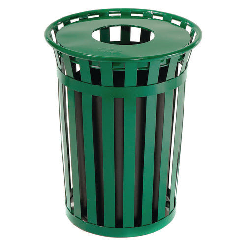 Global Industrial Outdoor Slatted Steel Trash Can 36 Gal Green
