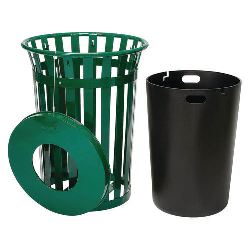 Global Industrial Outdoor Slatted Steel Trash Can 36 Gal Green