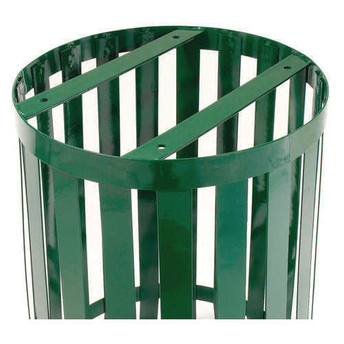 Global Industrial Outdoor Slatted Steel Trash Can 36 Gal Green