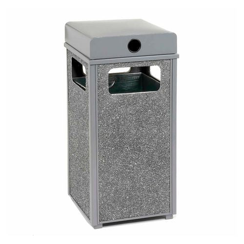 Global Industrial Stone Panel All Weather Trash Receptacle Urn 24 Gal Steel Gray