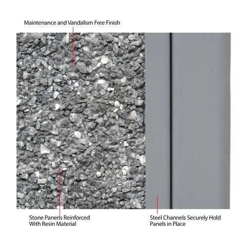 Global Industrial Stone Panel All Weather Trash Receptacle Urn 24 Gal Steel Gray