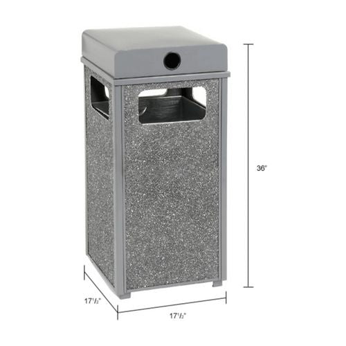 Global Industrial Stone Panel All Weather Trash Receptacle Urn 24 Gal Steel Gray