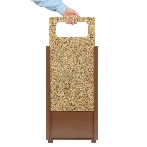 Global Industrial Stone Panel All Weather Trash Receptacle Urn 12 Gal Steel Brown