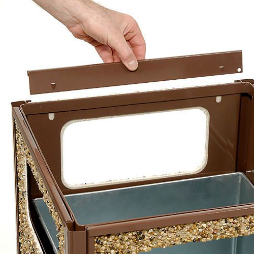 Global Industrial Stone Panel All Weather Trash Receptacle Urn 12 Gal Steel Brown