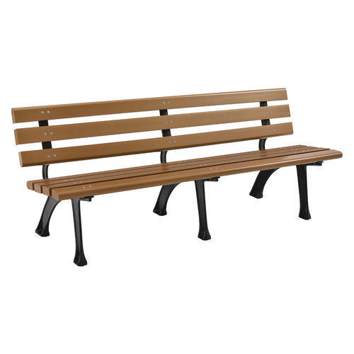 Global Industrial Recycled Plastic Benches With Back 72x23x28 Tan