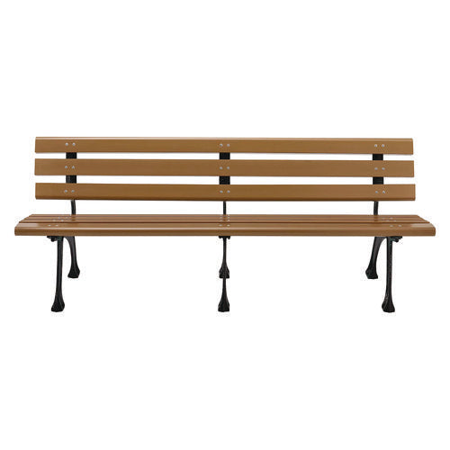 Global Industrial Recycled Plastic Benches With Back 72x23x28 Tan