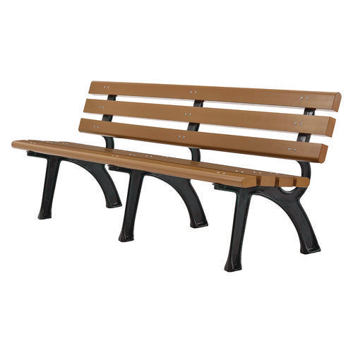 Global Industrial Recycled Plastic Benches With Back 72x23x28 Tan