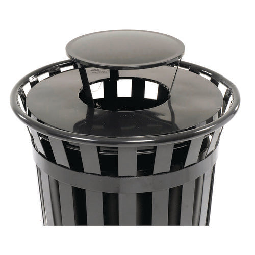 Global Industrial Outdoor Slatted Steel Trash Can Rain Bonnet Lid 36 Gal Black