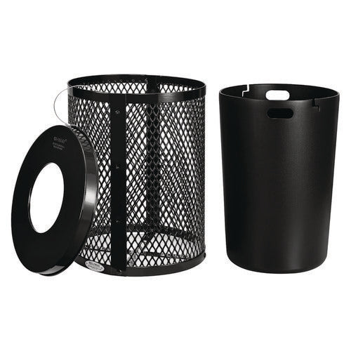 Global Industrial Outdoor Diamond Steel Trash Can 36 Gal Black