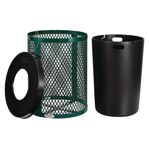 Global Industrial Outdoor Diamond Steel Trash Can 36 Gal Green