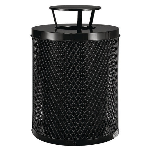 Global Industrial Outdoor Diamond Steel Trash Can Rain Bonnet Lid 36 Gal Black