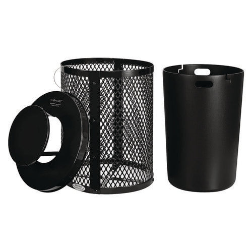 Global Industrial Outdoor Diamond Steel Trash Can Rain Bonnet Lid 36 Gal Black