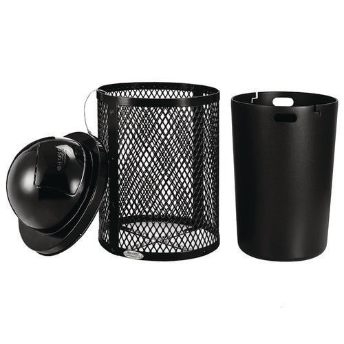 Global Industrial Outdoor Diamond Industrial Steel Trash Can 36 Gal Black