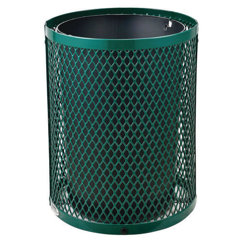 Global Industrial Outdoor Diamond Steel Trash Can 36 Gal Dome Lid Green