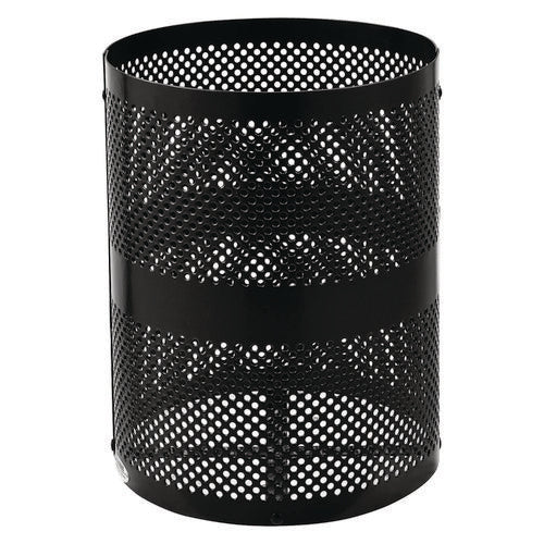 Global Industrial Outdoor Perforated Steel Trash Can With Dome Lid 36 Gal Steel Black