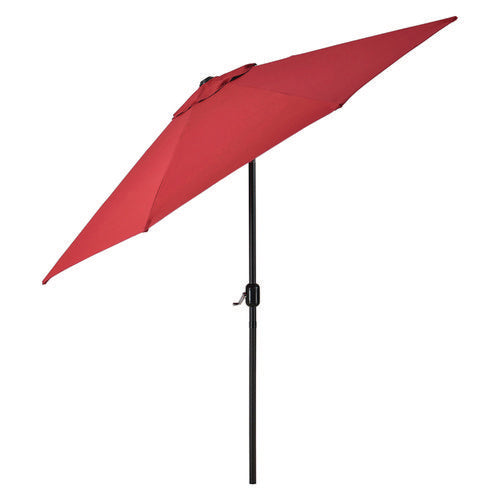 Global Industrial Outdoor Umbrella With Tilt Mechanism 102" Span 94" Long Red Canopy Black Handle
