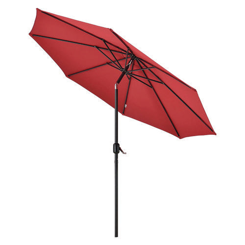 Global Industrial Outdoor Umbrella With Tilt Mechanism 102" Span 94" Long Red Canopy Black Handle