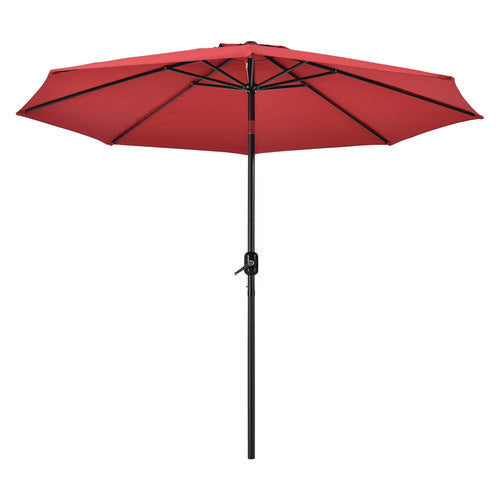 Global Industrial Outdoor Umbrella With Tilt Mechanism 102" Span 94" Long Red Canopy Black Handle