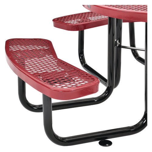 Global Industrial Expanded Steel Picnic Table Round 46" Diax29.5"h Red Top Red Base/legs