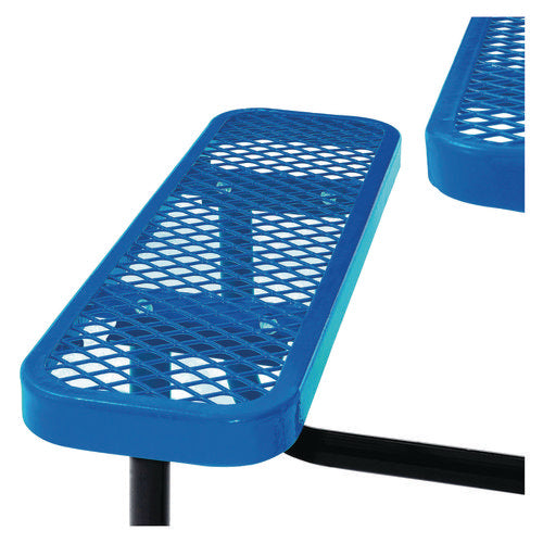 Global Industrial Expanded Steel Picnic Table Square 81x81x29.5 Blue Top Blue Base/legs