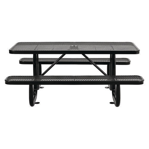 Global Industrial Expanded Steel Picnic Table Rectangular 72x62x29.5 Black Top Black Base/legs