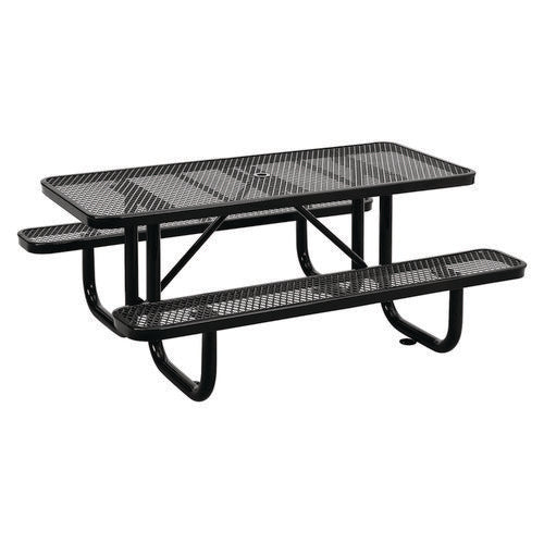 Global Industrial Expanded Steel Picnic Table Rectangular 72x62x29.5 Black Top Black Base/legs