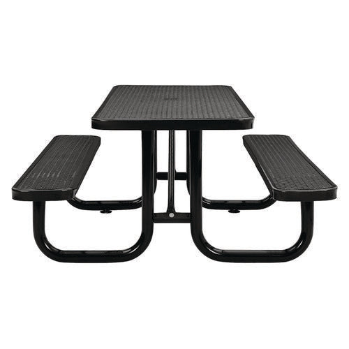 Global Industrial Expanded Steel Picnic Table Rectangular 72x62x29.5 Black Top Black Base/legs