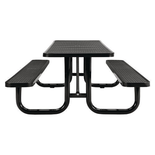 Global Industrial Expanded Steel Picnic Table Rectangular 96x62x29.5 Black Top Black Base/legs