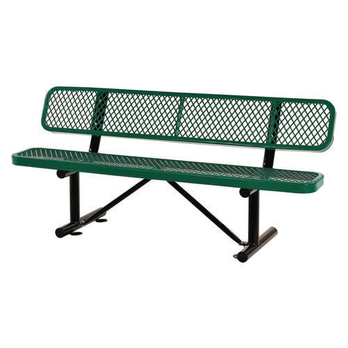 Global Industrial Expanded Steel Bench With Back 72x24x33 Green