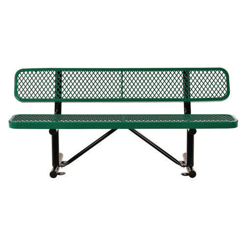 Global Industrial Expanded Steel Bench With Back 72x24x33 Green