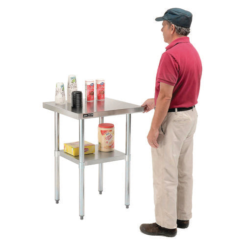 Global Industrial Work Table With Undershelf Square 24x24x35 Silver Top Silver Base/legs