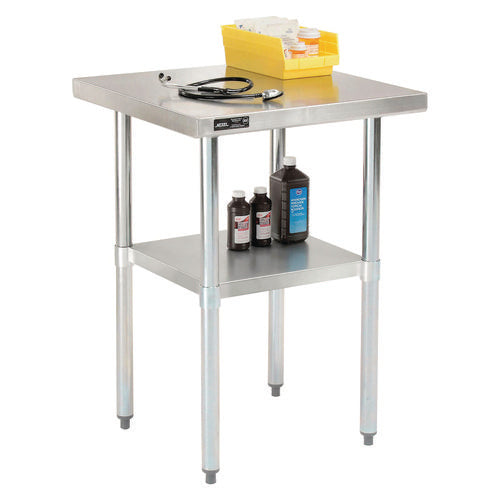 Global Industrial Work Table With Undershelf Square 24x24x35 Silver Top Silver Base/legs