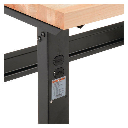Global Industrial Standard Duty Butcher Block Top Adjustable Height Workbench 2000 Lbs 48x30x30.88 To 36.88 Maple/black