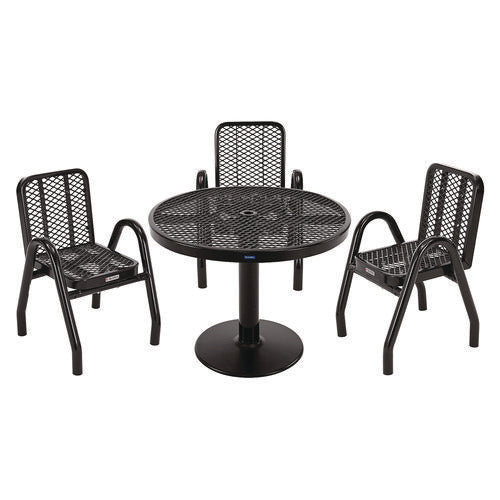 Global Industrial Outdoor Dining Set Round 36" Diax29"h Black Top Black Base/legs