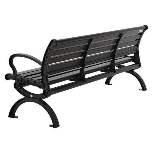Global Industrial Aluminum Bench With Back 73x22.75x30.75 Black