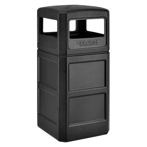 Global Industrial Square Plastic Waste Receptacle Dome Lid With Open Sides 42 Gal Black