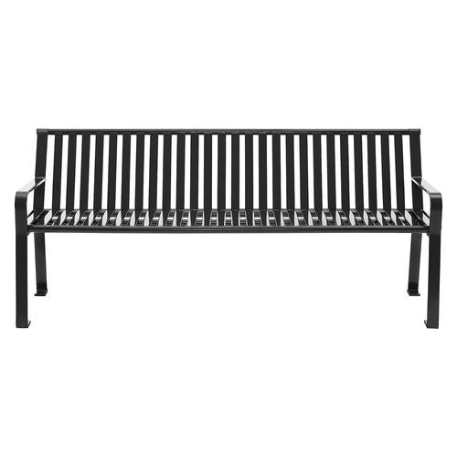 Global Industrial Steel Slat Benches With Back 72x26x31 Black