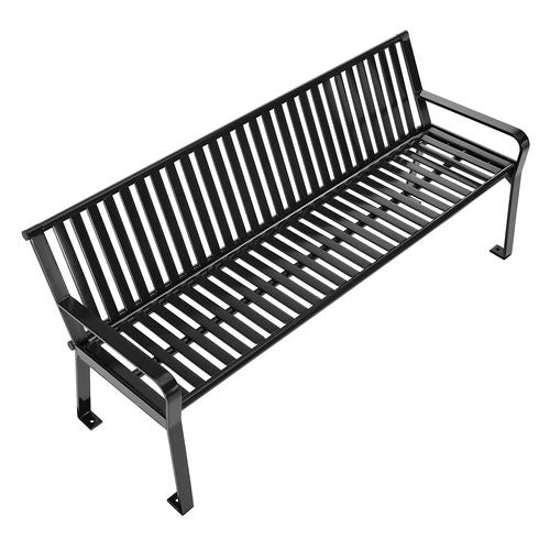 Global Industrial Steel Slat Benches With Back 72x26x31 Black