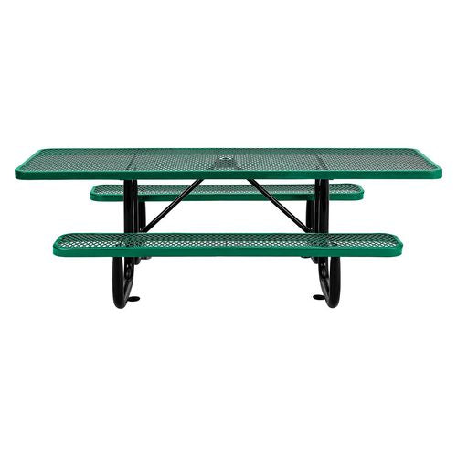 Global Industrial Ada Compliant Expanded Steel Picnic Table Rectangular 96x60x21.5 Green Top And Base