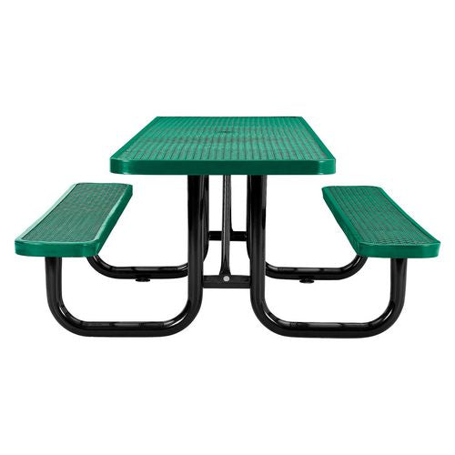 Global Industrial Ada Compliant Expanded Steel Picnic Table Rectangular 96x60x21.5 Green Top And Base