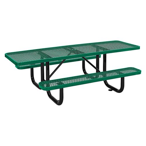 Global Industrial Ada Compliant Expanded Steel Picnic Table Rectangular 96x60x21.5 Green Top And Base