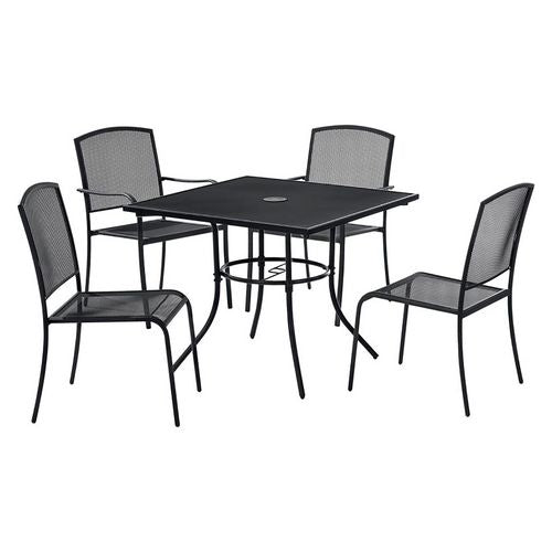 Global Industrial Interion Mesh Cafe Table And Chair Sets Square 48x48x29 Black Top Black Base/legs