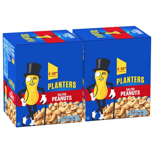 Planters Salted Peanuts 1.75 Oz Pack 18 Packets/box 2 Boxes/Case