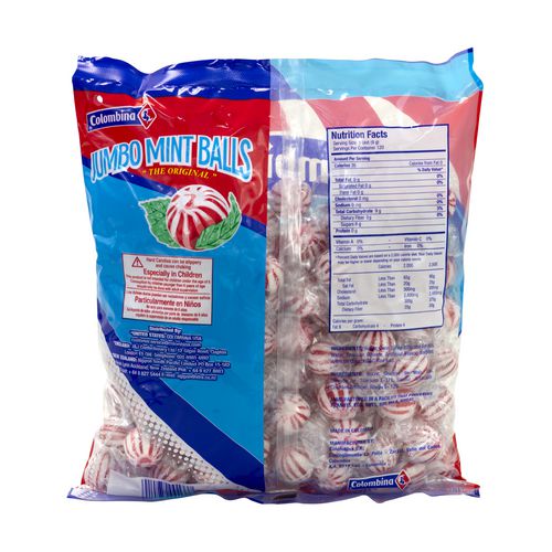 Colombina Jumbo Peppermint Balls 0.32 Oz Individually Wrapped 120/bag 4 Bags/Case