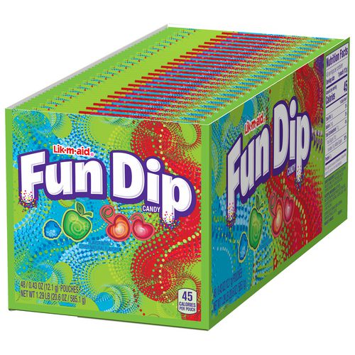 Lik-m-aid Fun Dip Candy Assorted Flavors 0.43 Oz Pouch 48/box 2 Boxes/Case